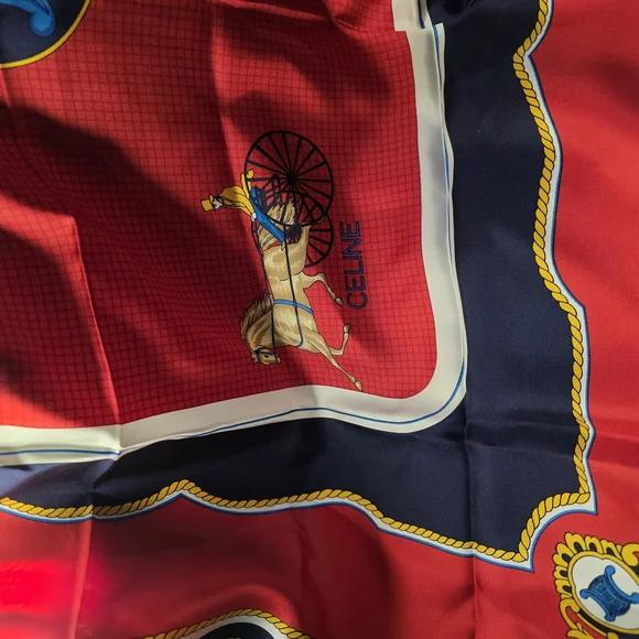 Celine Red and Blue Scarf - Picture 2 of 4